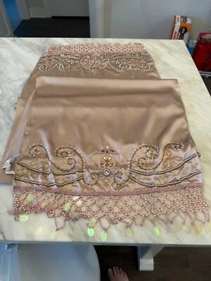 Vestido xale cachecol Sue Wong seda rosa malva mão frisada corredor longo fantasia novo #2B - Imagem 1 de 4