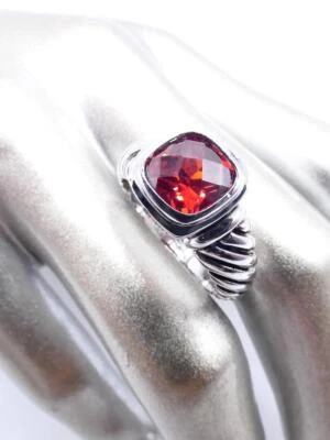 EXQUISITE 18kt White Gold Plated Square Cushion Cut Crystal Cable Ring S56789 - Image 1 of 4