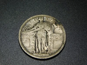 OLD SILVER US COIN 1917 SLQ STANDING LIBERTY QUARTER TYPE 1 - Imagen 1 de 6