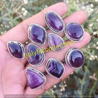 Специальный аметист драгоценных камней 925 пробы покрытием оптовая продажа кольца лот 10шт - Изображение 1 из 4