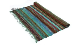 3X5 FT Indian Cotton Rectangle Chindi Rug Floor Decor Rug Runner Area Carpet - Picture 1 of 5