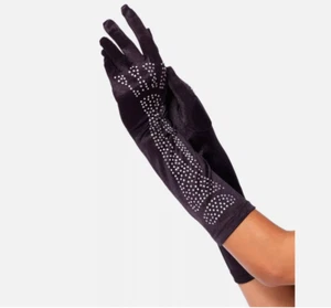 Rhinestone Skeleton Bone Elbow Gloves Sexy Halloween Goth Punk Biker Black 2710 - Picture 1 of 6
