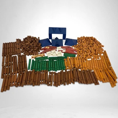 Large Lot of Assorted Lincoln Logs Over 7.5 lbs Fort Redwood Roofs Windows Doors - Image 1 of 4