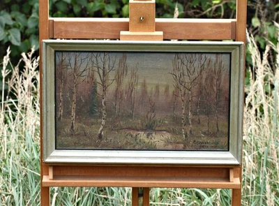 E.Kraszewski – Autumn Landscape With Birch – Oil Painting, Signed, with Frame - Image 1 of 4