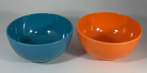Lote de 2 cuencos French Bull de 4", azul aguamarina y naranja, melamima, usados en excelente estado - Imagen 1 de 9