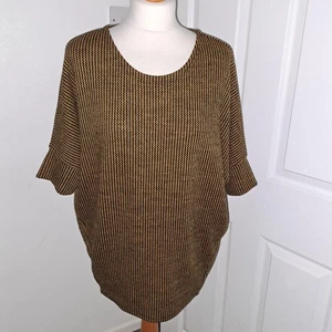 APRICOT mustard yellow and black half sleeve jumper, size 12-14 - Picture 1 of 4