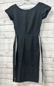 De colección Pequeño Hecho a Mano Años 50 60 Negro Blanco Lunares Manga Corta - Imagen 1 de 10