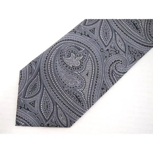 Stafford Mens Necktie Tie Grey Silver Paisley 100% Silk 58" - Picture 1 of 3