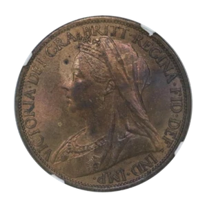 1897-Great Britain Penny-Victoria LOW SEA LEVEL Red Brown (MS 64-NGC) - Picture 1 of 4
