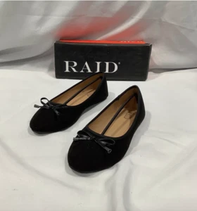 Size 9 Women's Raid Emma 09896922 Wide Fit Slip On Black Ballet Flat Black Shoes - Picture 1 of 6