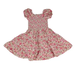 Polo Ralph Lauren Smocked 100% Cotton Pink Green Mini Floral Kids Girl Dress 4T - Picture 1 of 9