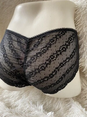 Victoria's Secret Panties Hiphugger Panty Black Lace Back Floral Mesh Small S — 第 1/4 张图片