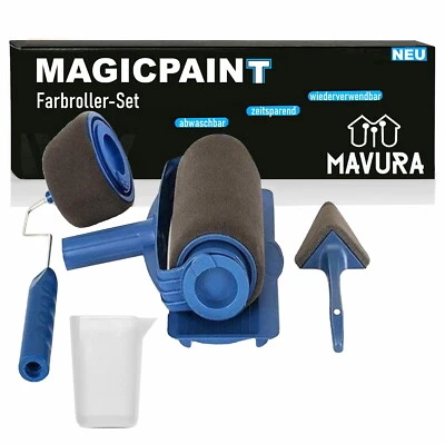 MAVURA Juego de rodillos de pintura MAGICPAINT tanque rodillo de color rodillo de bordes antigoteo