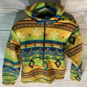 Vintage Hanna Andersson Boy fair isle snowflake  Fleece Zip Jacket 130 / 8 - Picture 1 of 4