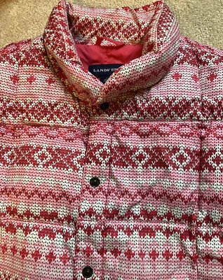 Chaleco acolchado Land’s End Nordic Fair Isle de colección acolchado a presión niñas L o mujeres S - M Foto 1 de 4
