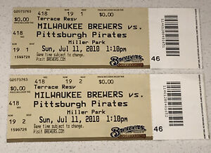 7/11/10 Pirates Brewers Miller Park Full Ticket Stub Corey Hart Ryan Braun HRs