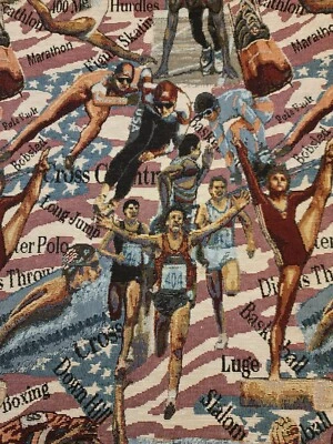 Tapiz del equipo olímpico de Estados Unidos decoración tela por yarda cantidad descuentos deportes Foto 1 de 4