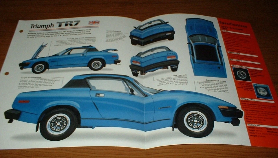 TRIUMPH TR7 1975 HOJA DE ESPECIFICACIONES FOLLETO PÓSTER INFORMACIÓN FOTO 75 76 77 78 79 80 81 Foto 1 de 1