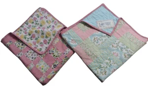 2 Handmade Baby Patchwork Multicolor Cotton Quilts One w/ Maker Label - Picture 1 of 8