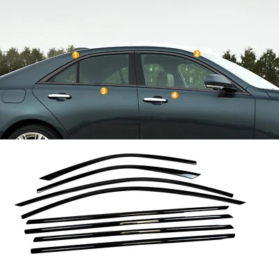 10pcs Car Window Moulding Strips Trims For Cadillac ATS 2013-2019 Gloss Black - Imagem 1 de 4