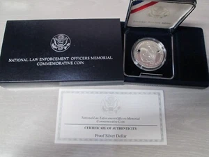 1997 National Law Enforcement Officers Proof Silver Dollar Commemorative Coin - Picture 1 of 3