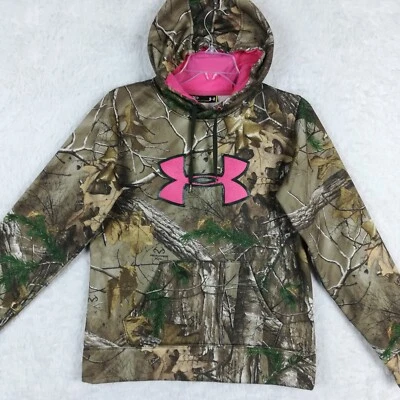 Sudadera con Capucha Under Armour Mujer Camuflada Realtree Logo Grande Rosa Semi Ajustada S Foto 1 de 4
