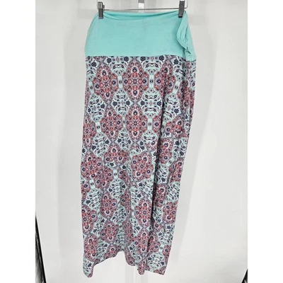 Falda larga Vanity para mujer talla XL azul verdoso claro floral Foto 1 de 4