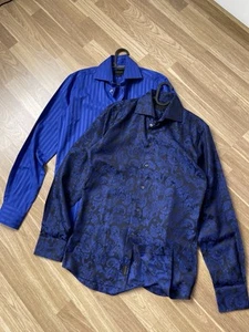 Camisa a Rayas DUCHAMP x2 Hombre Azul Marino Flor Talla 15” 38 cm - Imagen 1 de 14