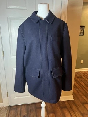 Lands End Mens Size M (38/40) Navy Pea Coat Wool Cashmere Blend  - Image 1 of 4