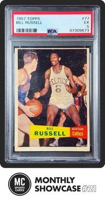 Tarjeta de novato Bill Russell PSA 5 1957 TOPPS BALONCESTO #77 RC CELTICS Foto 1 de 4