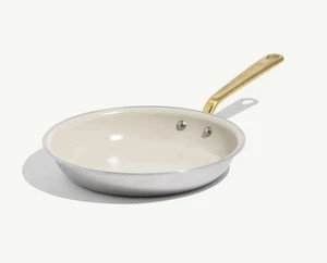 Brand New Made In Ceramic Nonstick 10 Inch Fry Pan - Sand And Antique Brass - Picture 1 of 4