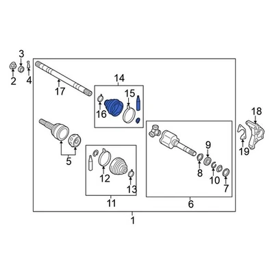 For Nissan Sentra 2017-2019 Nissan C97413NF0C Front Inner CV Joint Boot Kit Foto 1 de 2