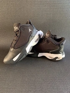 Nike Jordan Max Aura 4 Black Metallic Leather Trainers Kids UK 4.5 EU 37.5 VGC - Picture 1 of 21