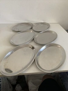 Stainless Steel Oval Pan Child Serving Tray Fish Steamer Plate Lot Of 6 - Picture 1 of 13