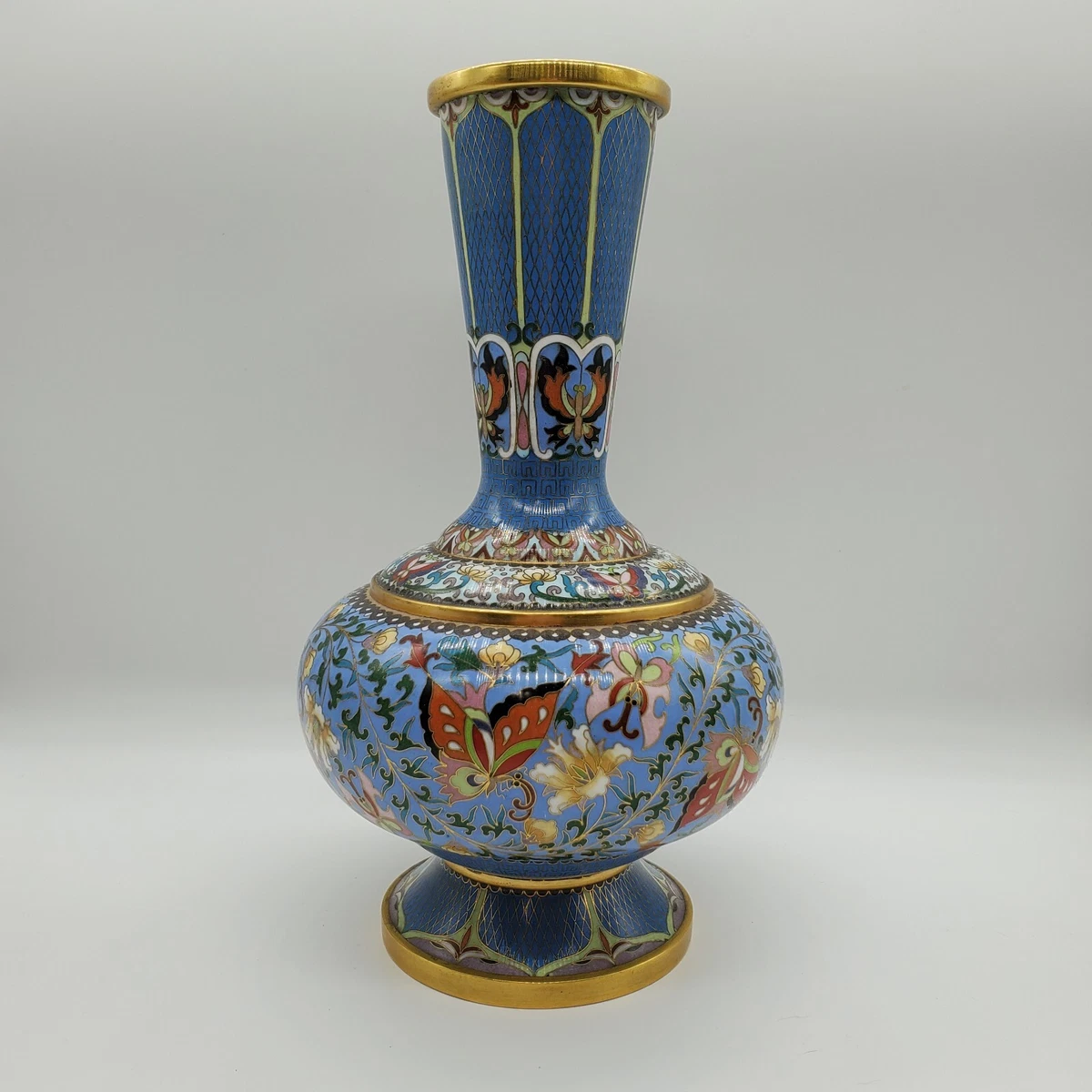 黄铜蓝色中国古董花瓶| eBay