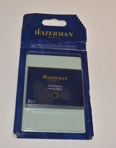 NEW Waterman Intense Black Ink Cartridge Refills Pack of 8 Ref S0712991 France - Picture 1 of 2