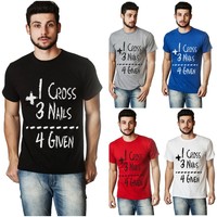 LIVING WATER t-SHIRT 1 CROSS3 NAILS 4 GIVEN christian fatih Jesus tee FAITH men
