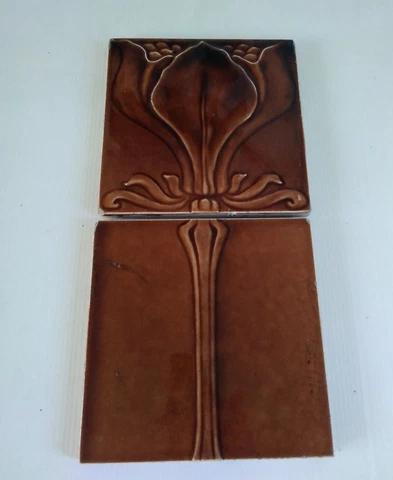 2 x Antique Art Nouveau Tiles Cover