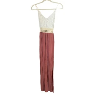Windsor Women Lace Crochet Maxi Dress Size Medium Sleeveless Color Block - Picture 1 of 6