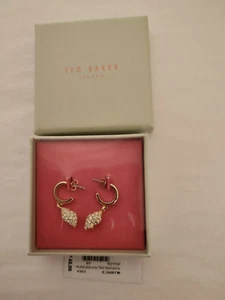 Ted Baker Crystal Shell Hoop Dangle Earrings Gold Tone Brand new in box - Picture 1 of 5