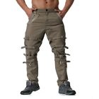 Buckles Style Mens Gothic Strap Chain Zip Bondage Pants Cargo Trousers Steampunk