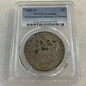 Dólar de plata Morgan 1883-O $1 graduación profesional detalle daño ambiental gnumismático - Imagen 1 de 5