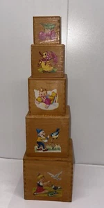 Vintage German Wooden Nesting Stacking Blocks Hermann Eichhorn 5 Blocks - Picture 1 of 5