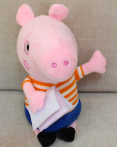 PEPPA PIG Hasbro GEORGE DOLL 9" Plush Stuffed Toy Animal RARE Holding Book
