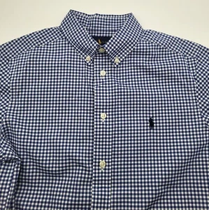 RALPH LAUREN Boys SZ LG 14/16 Button Down Dress Shirt Long Sleeve Blue Check - Picture 1 of 7
