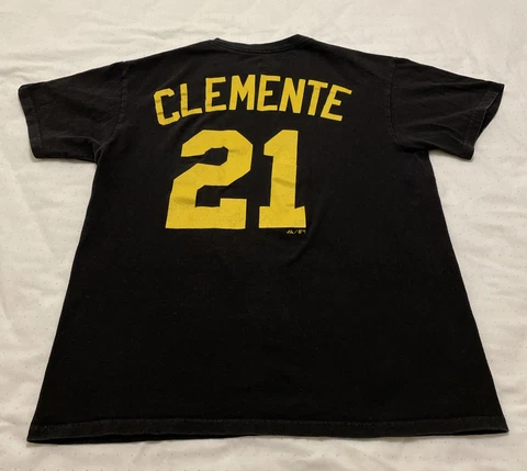 Roberto Clemente Pittsburgh Pirates #21 Men's Medium; Majestic Black S/S T-Shirt Cover