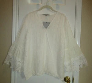 Neu mit Etikett ~ Marc New York cremefarbene transparente Bluse mit gekreuztem Gummizug ~ Gr. XL - Bild 1 von 10