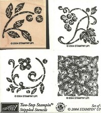 Stampin' Up! STIPPLED STENCILS - Two-Step - 2004 Retired Set - 1 Mounted 3 Not