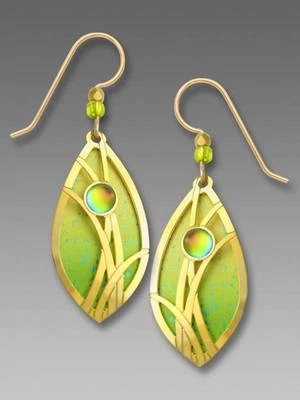 Adajio Earrings Vibrant Citrine & Lime Petal with Gold Plated Grasses Overlay - Image 1 of 4