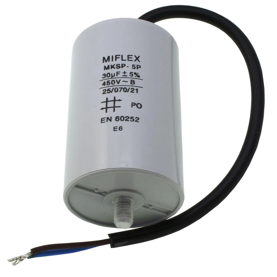 Anlaufkondensator Motorkondensator 30µF 450V 50x78mm Kabel 25cm Miflex 30uF